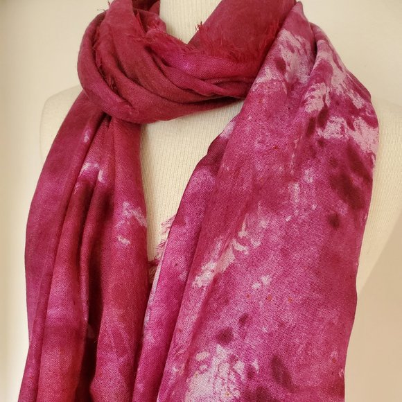NEW large Silk Cashmere scarf Wrap cape tie dyed XL red white pink gray unisex - Picture 3 of 10